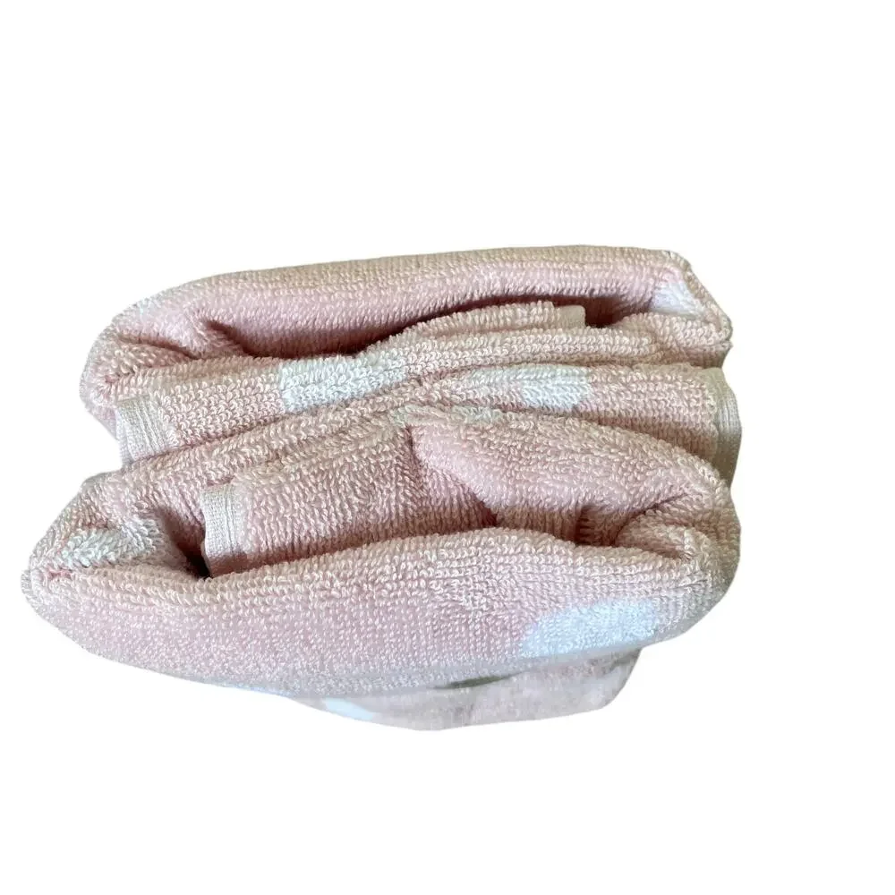 KATE SPADE Cotton Hand Towels Set of 2 Ballet Pink & White Hearts 18X28 NEW